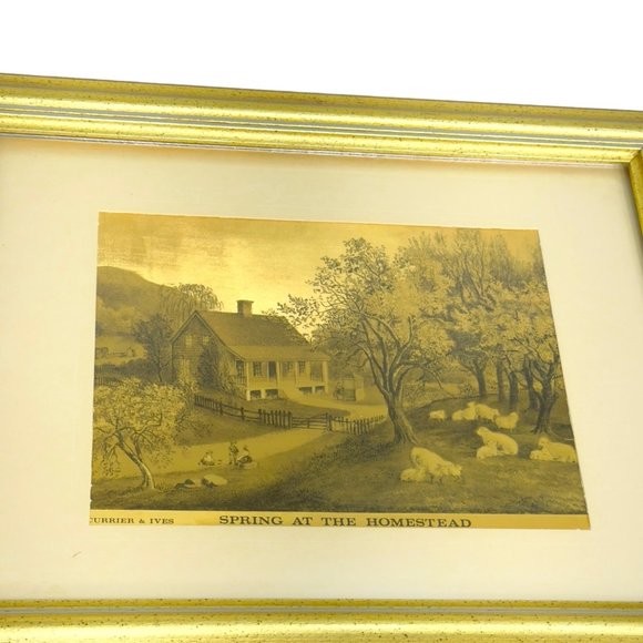 Currier and Ives England Spring at the Homestead 1974 Vintage Lithograph Print - Picture 3 of 6